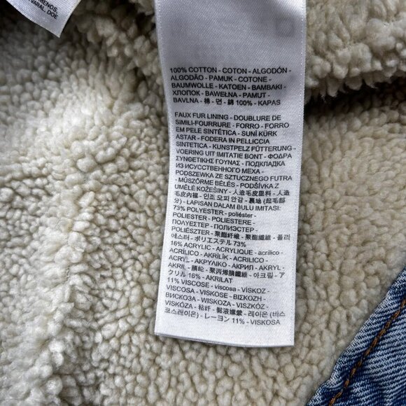 Levi’s Premium Original Trucker Sherpa Jacket Denim Small Men Jean Jacket Wester - Picture 6 of 8